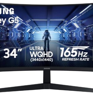 34 inch Odyssey G5 Curved Gaming Monitor Ultra WQHD (3440x1440), VA Panel Technology, 1ms Response Time, 165Hz Refresh Rate, Free Sync Premium Black